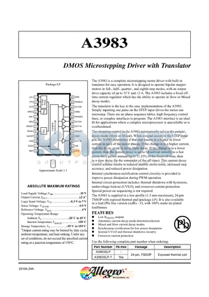 A3983SLP-T datasheet - DMOS Microstepping Driver with Translator