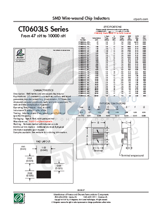 CT0603LS-102K datasheet - SMD Wire-wound Chip Inductors