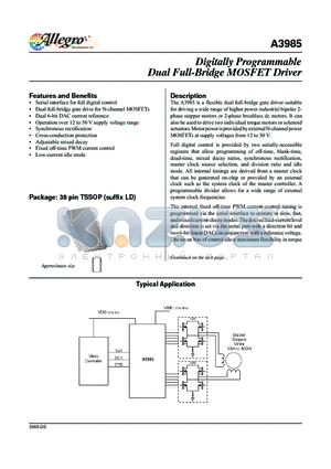 A3985SLDTR-T datasheet - Digitally Programmable Dual Full-Bridge MOSFET Driver