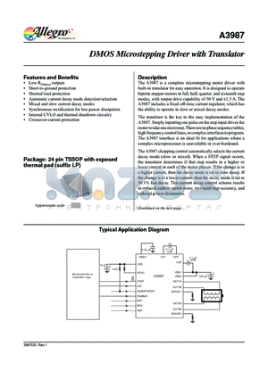 A3987SLPTR-T datasheet - DMOS Microstepping Driver with Translator