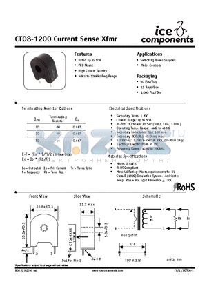 CT08-1200 datasheet - Current Sense Xfmr