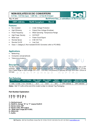 VRP1-30E3A0 datasheet - NON-ISOLATED DC/DC CONVERTERS