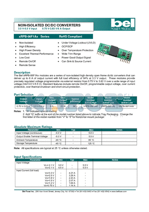 VRPB-06F1AL datasheet - NON-ISOLATED DC/DC CONVERTERS 3.0 V-5.5 V Input 0.75 V-3.63 V/6 A Output