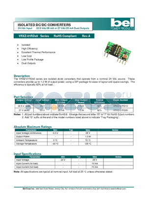 VRXZ-01RD20 datasheet - ISOLATED DC/DC CONVERTERS