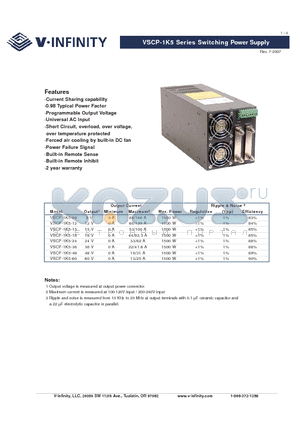 VSCP-1K5 datasheet - Switching Power Supply