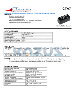 CTA7HS12VDC.64 datasheet - CIT SWITCH