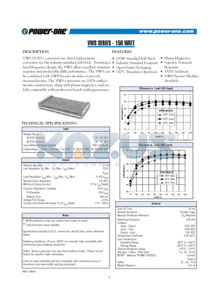VWS150YG-A datasheet - 150W Standard Full Brick