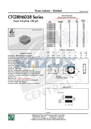 CTCDRH6D28-101N datasheet - Power Inductor - Shielded