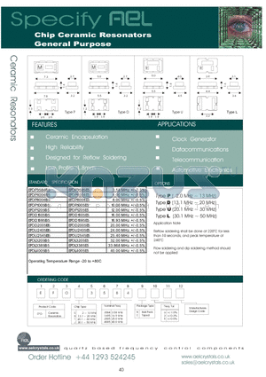 EFOT1695E0 datasheet - Chip Ceramic Resonators General Purpose