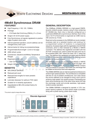 WEDPN4M64V-100BC datasheet - 4Mx64 Synchronous DRAM