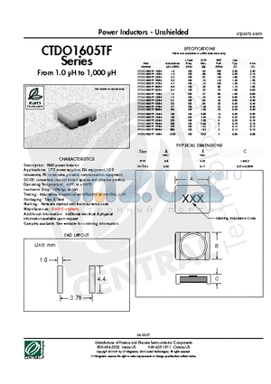 CTDO1605TF-152M datasheet - Power Inductors - Unshielded