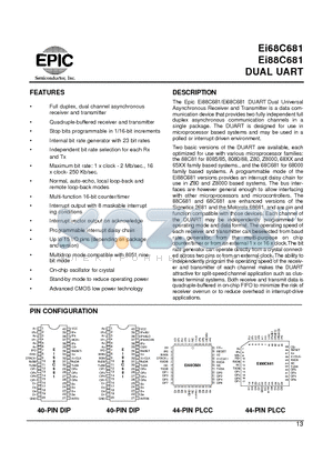 EI68C681 datasheet - DUAL UART