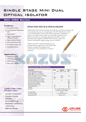 OISA1585A0D315 datasheet - SINGLE STAGE MINI DUAL OPTICAL ISOLATOR