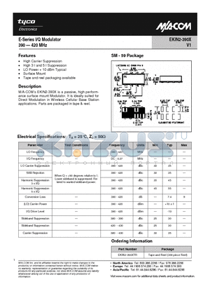 EKIN2-390X_1 datasheet - E-Series I/Q Demodulator390-420MHz
