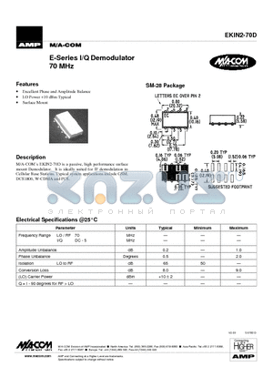 EKIN2-70D datasheet - E-Series I/Q Demodulator 70 MHz