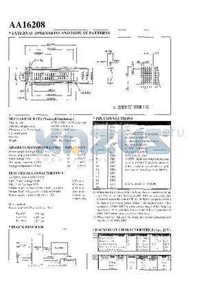 AA16208 datasheet - EXTERNAL DIMENSIONS AND DISPLAY PATTERNS