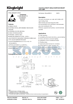 AA4040RWC/A datasheet - 4.0x4.0mm RIGHT ANGLE SURFACE MOUNT LED LAMP