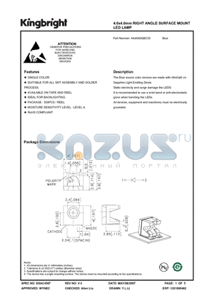 AA4040QBC/D datasheet - 4.0x4.0mm RIGHT ANGLE SURFACE MOUNT LED LAMP