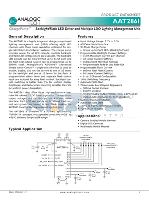 AAT2861IMK-3-T1 datasheet - Backlight/Flash LED Driver and Multiple LDO Lighting Management Unit