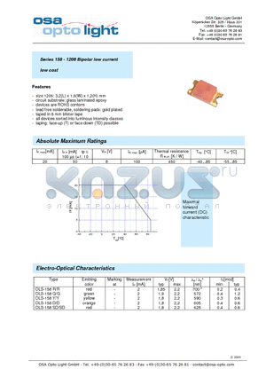 OLS-158G/G-X-TD datasheet - Series 158 - 1206 Bipolar low current low cost