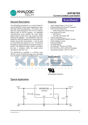 AAT4610AIGV-1-T1 datasheet - Current Limited Load Switch