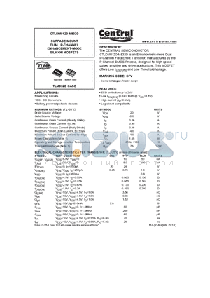 CTLDM8120-M832D datasheet - SURFACE MOUNT DUAL, P-CHANNEL ENHANCEMENT-MODE SILICON MOSFETS