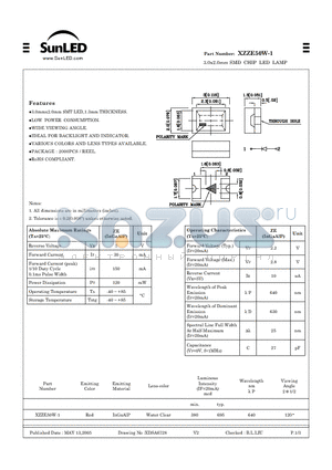 XZZE50W-1 datasheet - 3.0x2.0mm SMD CHIP LED LAMP