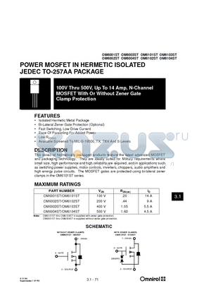 OM6004ST datasheet - POWER MOSFET IN HERMETIC ISOLATED JEDEC TO-257AA PACKAGE