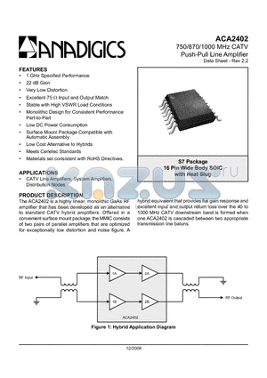 ACA2402S7TR datasheet - 750/870/1000 MHz CATV Push-Pull Line Amplifier