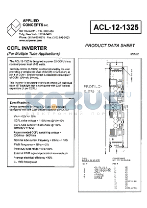ACL-12-1325 datasheet - CCFL INVERTER