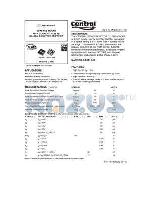 CTLSH1-40M563_10 datasheet - SURFACE MOUNT HIGH CURRENT, LOW VF SILICON SCHOTTKY RECTIFIER