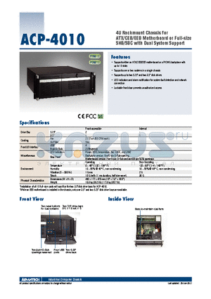 ACP-4010BP-00XE datasheet - 4U Rackmount Chassis for ATX/CEB/EEB Motherboard or Full-size SHB/SBC with Dual System Support