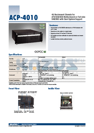 ACP-4010_12 datasheet - 4U Rackmount Chassis for ATX/CEB/EEB Motherboard or Full-size SHB/SBC with Dual System Support