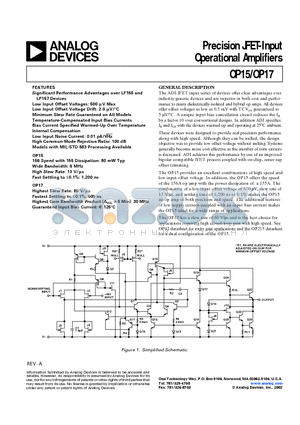 OP16AZMDA datasheet - Precision JFET-Input Operational Amplifiers