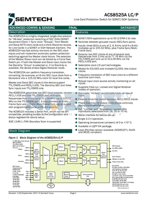 ACS8525A datasheet - Line Card Protection Switch for SONET/SDH Systems