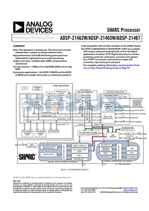 AD21462WBBZ3 datasheet - SHARC Processor material that is subject to change without notice