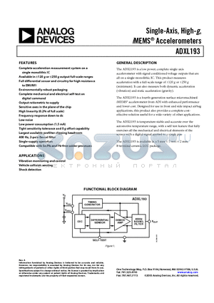 AD22282-A datasheet - Single-Axis, High-g, iMEMS Accelerometers