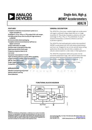 AD22279-A-R2 datasheet - Single-Axis, High-g, iMEMS Accelerometers