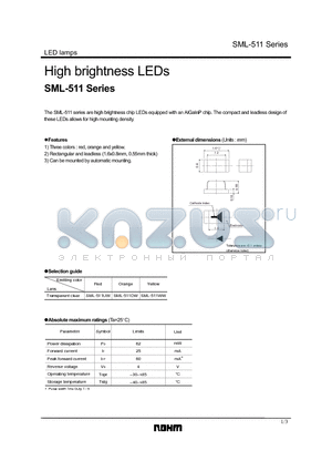 SML-511DW datasheet - High brightness LEDs