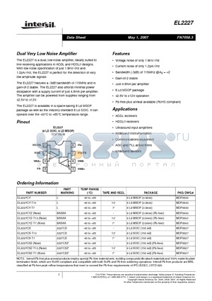 EL2227CSZ-T13 datasheet - Dual Very Low Noise Amplifier