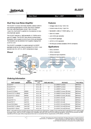 EL2227CY datasheet - Dual Very Low Noise Amplifier