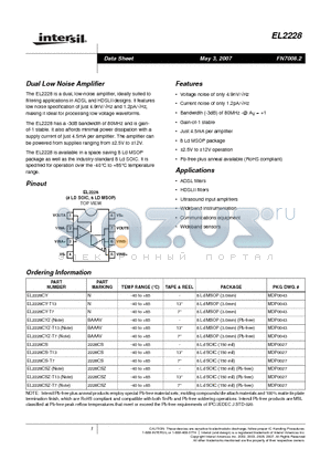 EL2228CS datasheet - Dual Low Noise Amplifier