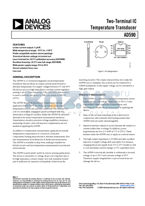 AD590JCHIPS datasheet - Two-Twrminal IC Temperature Transducer