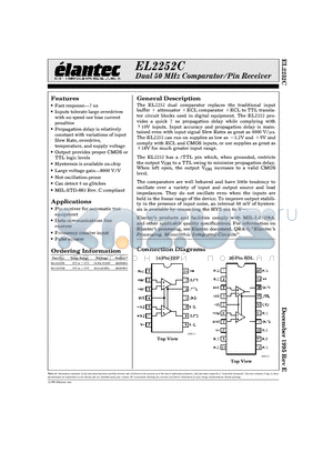 EL2252C datasheet - Dual 50 MHz Comparator/Pin Receiver