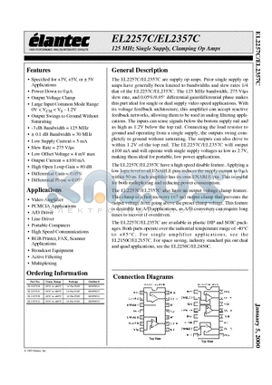 EL2257C datasheet - 125 MHz Single Supply, Clamping Op Amps