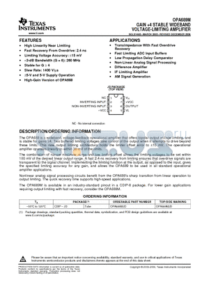 OPA689M datasheet - GAIN 4 STABLE WIDEBAND VOLTAGE-LIMITING AMPLIFIER