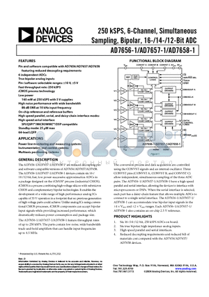 AD7658YSTZ-1-RL datasheet - 250 kSPS, 6-Channel, Simultaneous Sampling, Bipolar, 16-/14-/12-Bit ADC