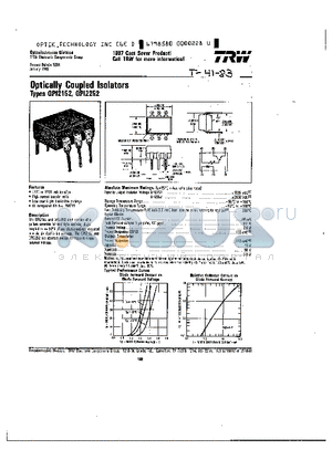 OPI2152 datasheet - OPTICALLY COUPLED ISOLATORS