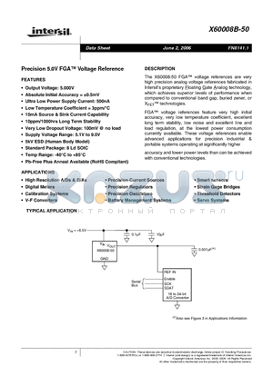 X60008BIS8Z-50 datasheet - Precision 5.0V FGA Voltage Reference