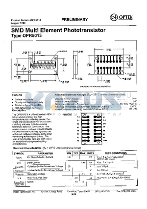 OPR5013 datasheet - SMD Multi Element Phototransistor